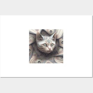 A Fractal Pattern Featuring A Kitten Posters and Art